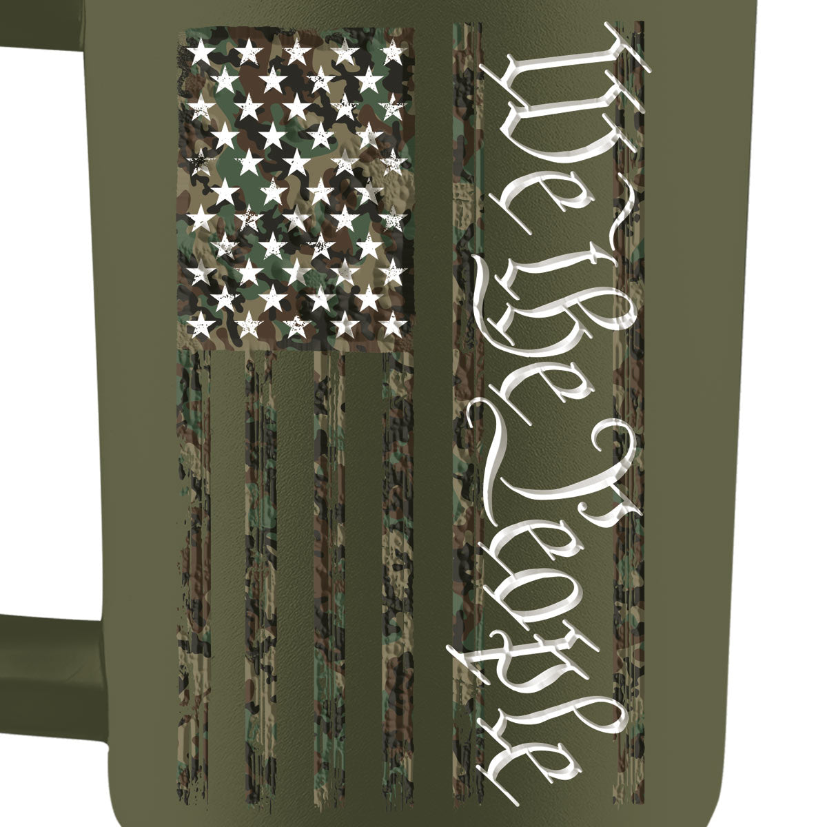 Kerusso Hold Fast, Patriotic Flag Design, Green 40 Ounce Lidded Stainless Steel Travel Tumbler with Straw