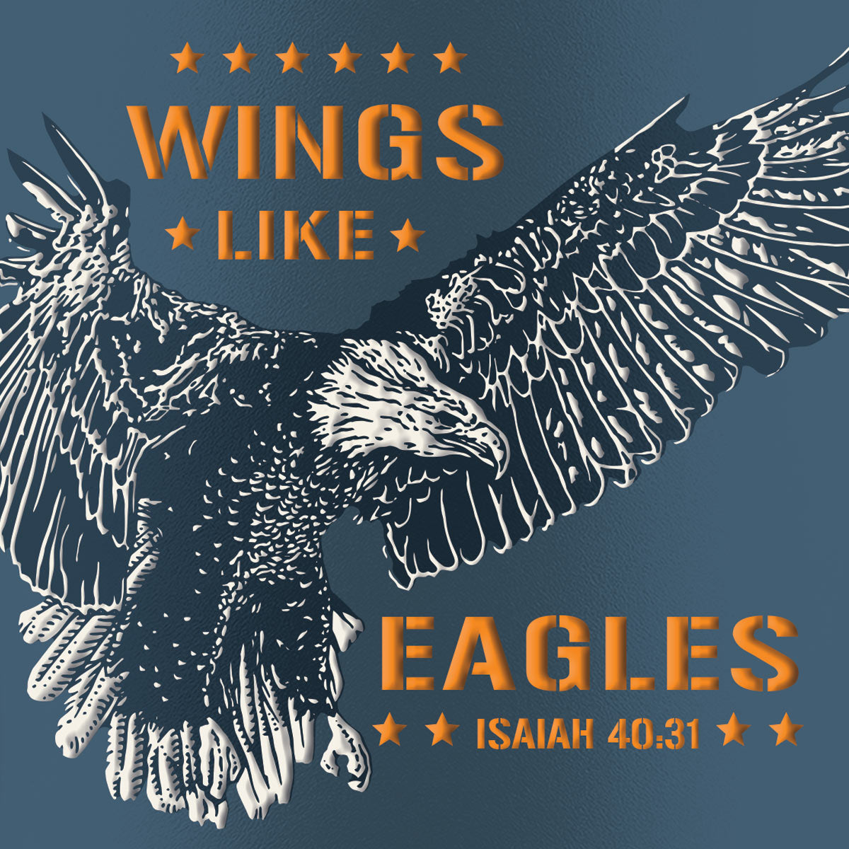 Kerusso Blue and Orange 40 Ounce Lidded Stainless Steel Travel Tumbler with Straw, Wings Like Eagles