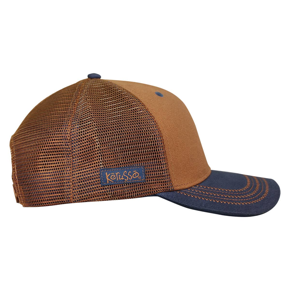 Kerusso Mens Cap Blue Cross Shield: Brown/Blue / One Size Fits Most