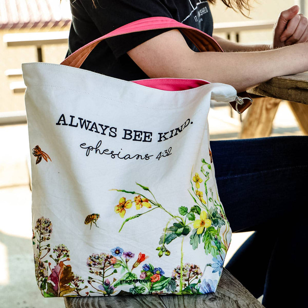Grace & truth Womens Tote Bag Bee Kind: Multi-color