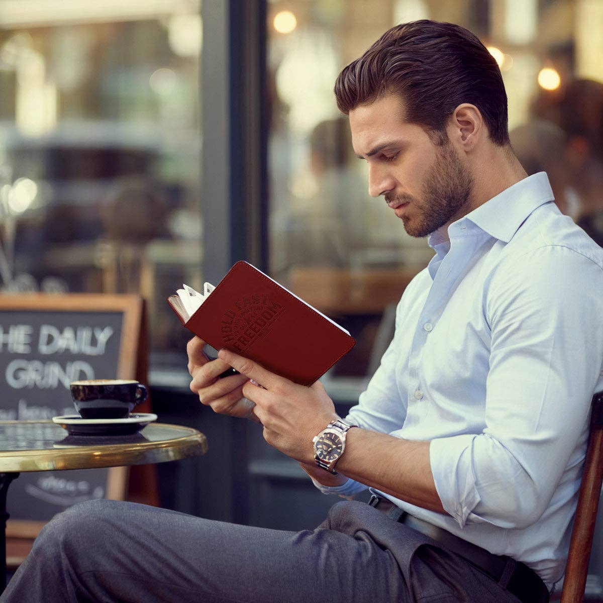 HOLD FAST Mens Leather Journal Freedom: Red