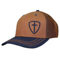 Kerusso Mens Cap Blue Cross Shield: Brown/Blue / One Size Fits Most