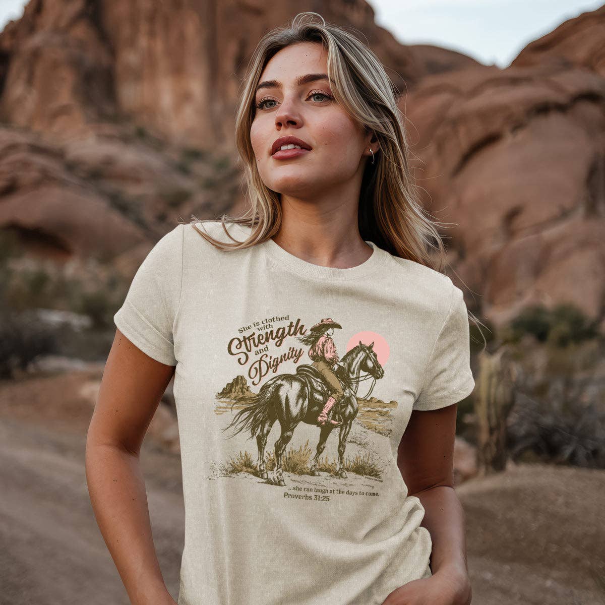Grace & truth Womens T-Shirt Cowgirl Strength