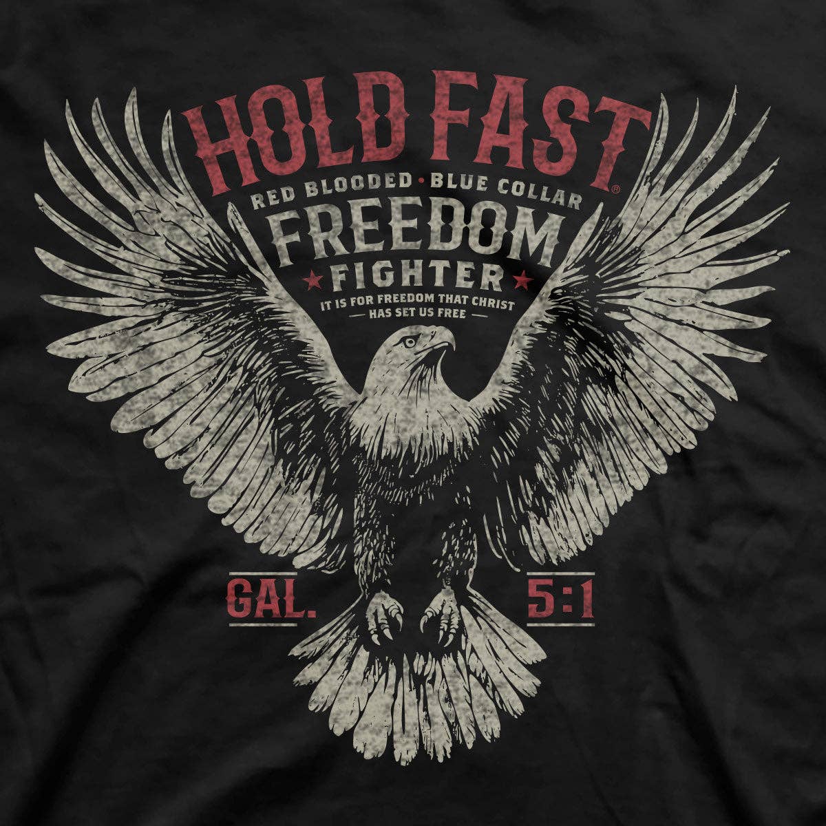 HOLD FAST Mens T-Shirt Freedom Fighter Eagle