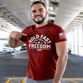 HOLD FAST Mens T-Shirt Freedom Eagle Crest: Peppered Red Heather / 2X-Large