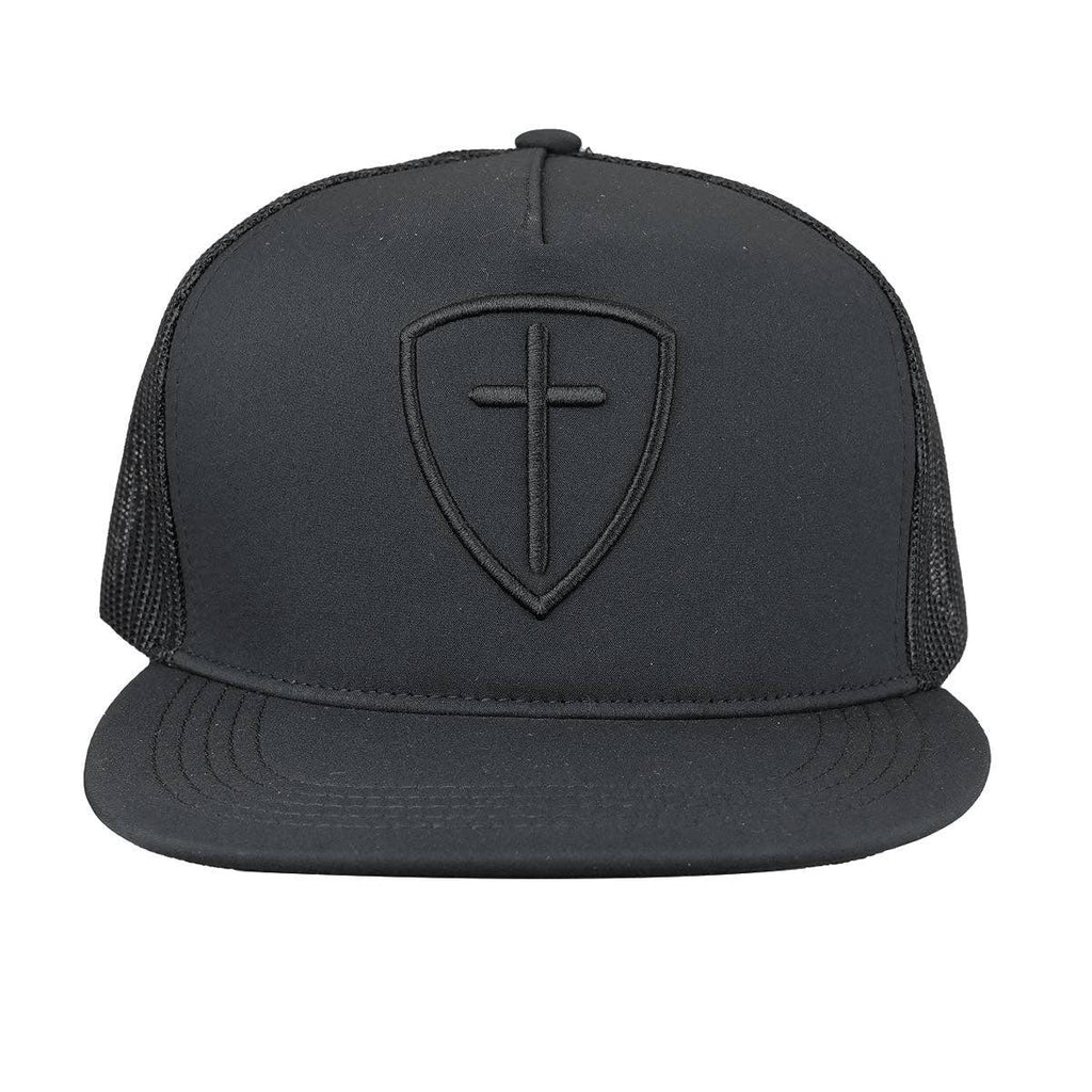 Kerusso Mens Cap Black Cross And Shield: Black / One Size Fits Most