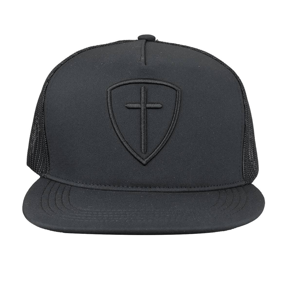 Kerusso Mens Cap Black Cross And Shield: Black / One Size Fits Most