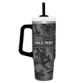 Kerusso Patriotic American Flag Black, Grey Camouflage 30 Ounce Lidded Stainless Steel Travel Tumbler with Straw