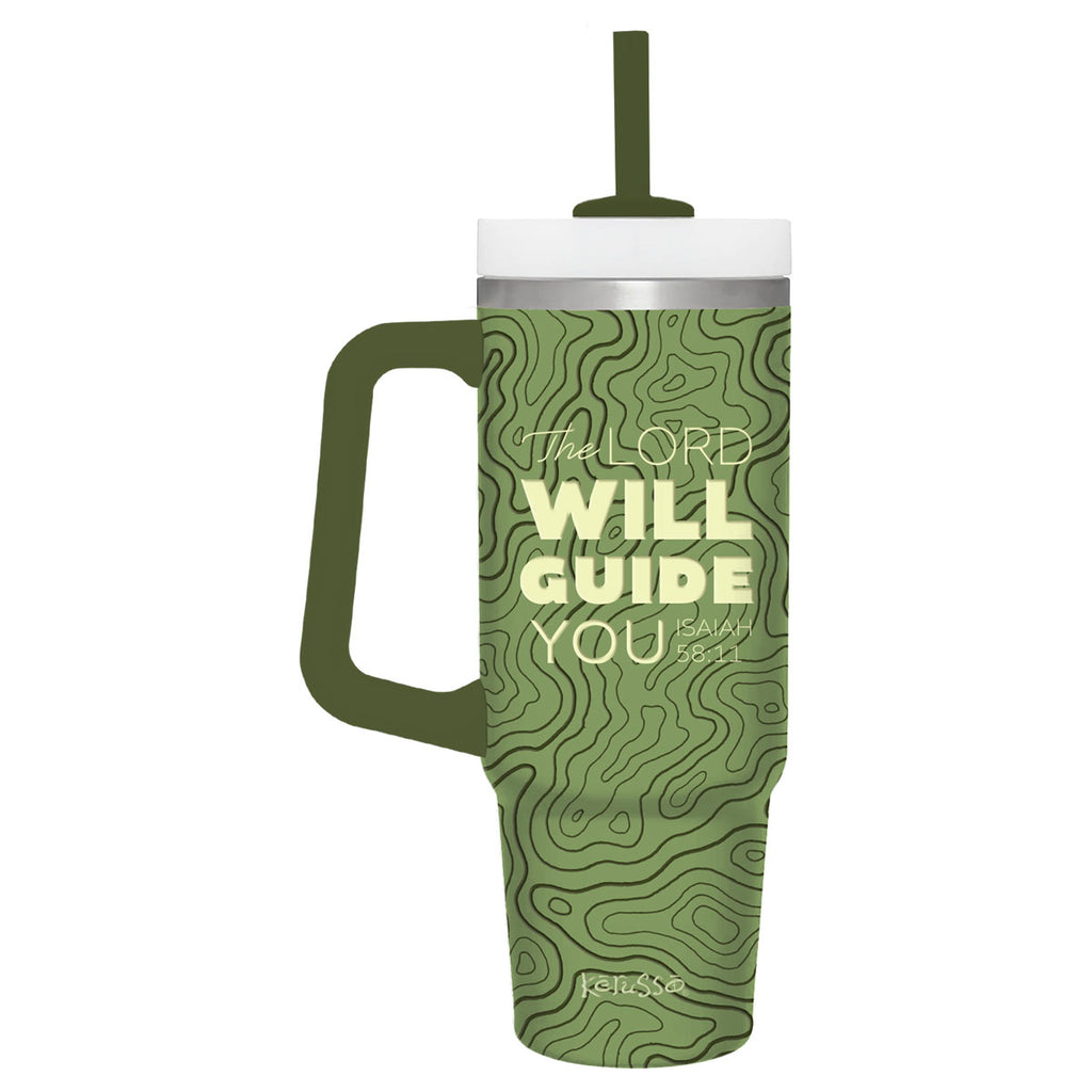 Kerusso 30oz Stainless Steel Mug with Straw The Lord Will Guide You