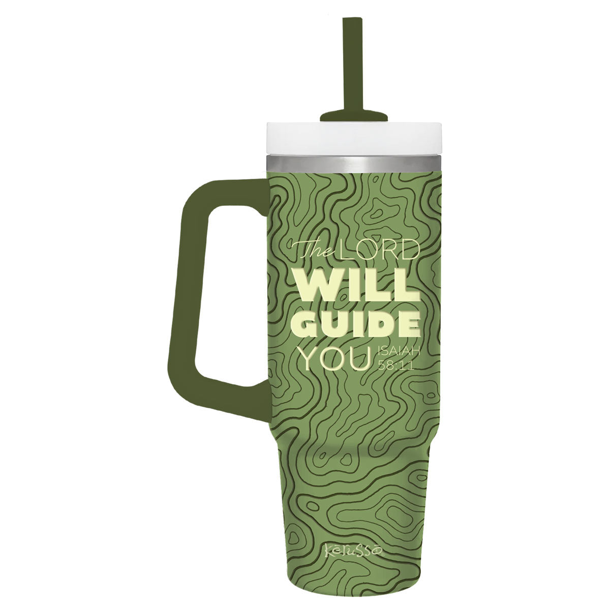 Kerusso 30oz Stainless Steel Mug with Straw The Lord Will Guide You