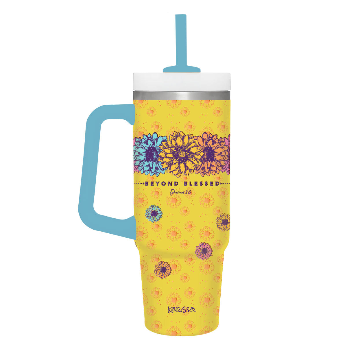 Kerusso 30oz Stainless Steel Mug with Straw Beyond Blessed