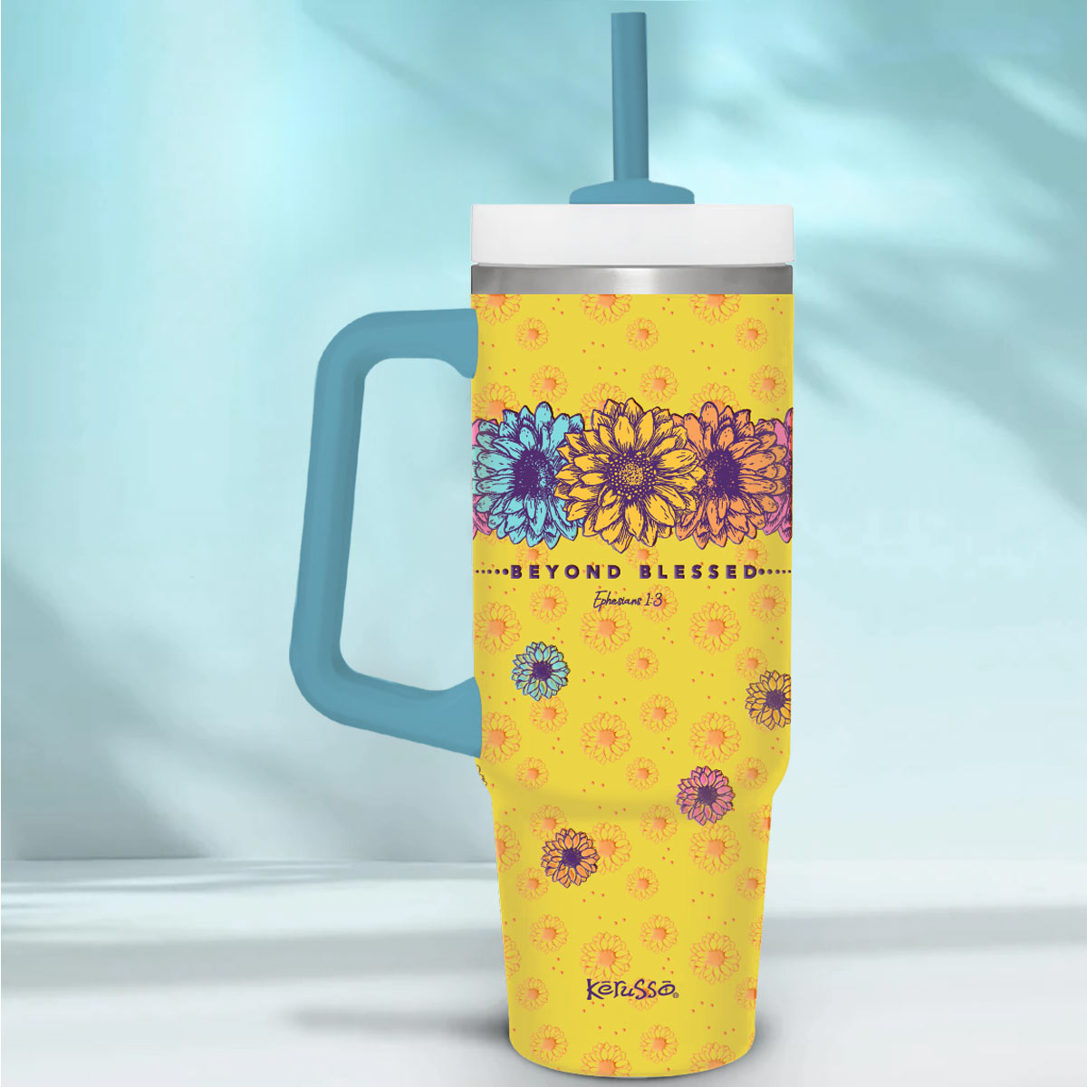 Kerusso 30oz Stainless Steel Mug with Straw Beyond Blessed