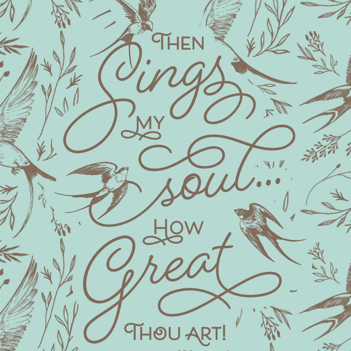 Kerusso Floral Bird Design Mint Green 30 Ounce Lidded Stainless Steel Travel Tumbler with Straw, How Great Thou Art