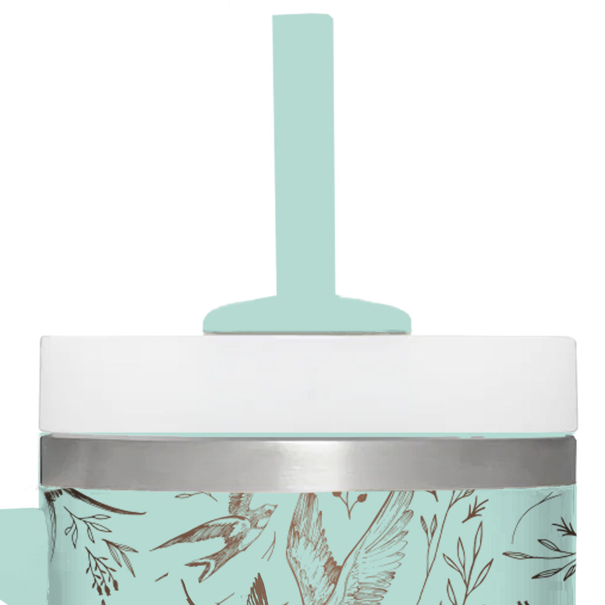 Kerusso Floral Bird Design Mint Green 30 Ounce Lidded Stainless Steel Travel Tumbler with Straw, How Great Thou Art