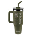 Kerusso Hold Fast, Patriotic Flag Design, Green 40 Ounce Lidded Stainless Steel Travel Tumbler with Straw